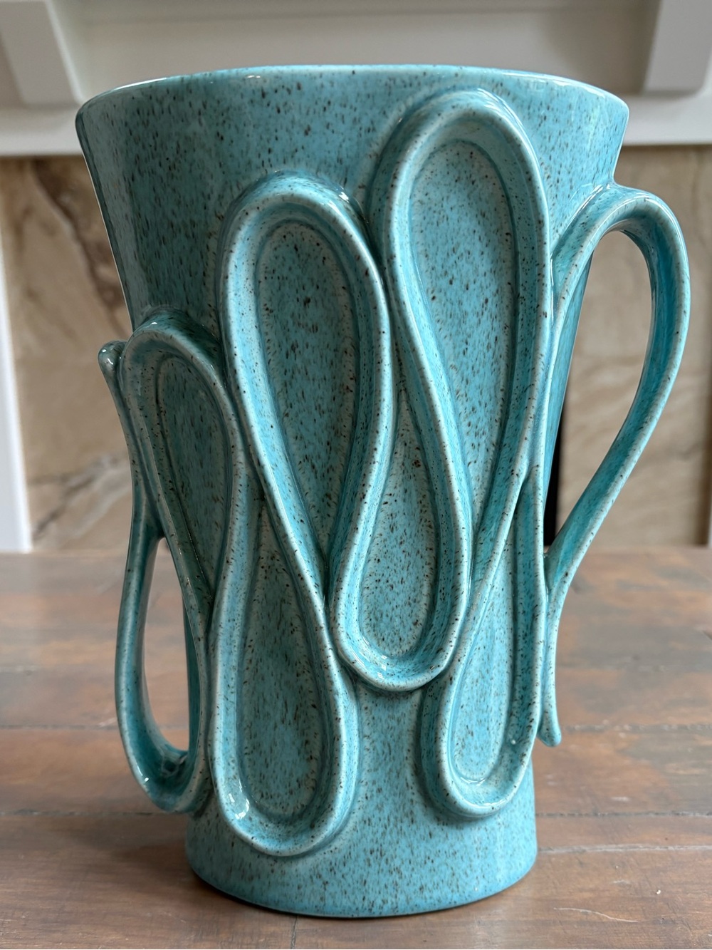 Mid-Century Modern Red Wing Pottery Zephyr Ribbon Vase, specifically model M-146